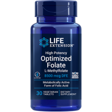 Life Extension High Potency Optimized Folate (L-Methylfolate) 8500mcg DFE, 30 vege tabs (Expiry Jul 2025)